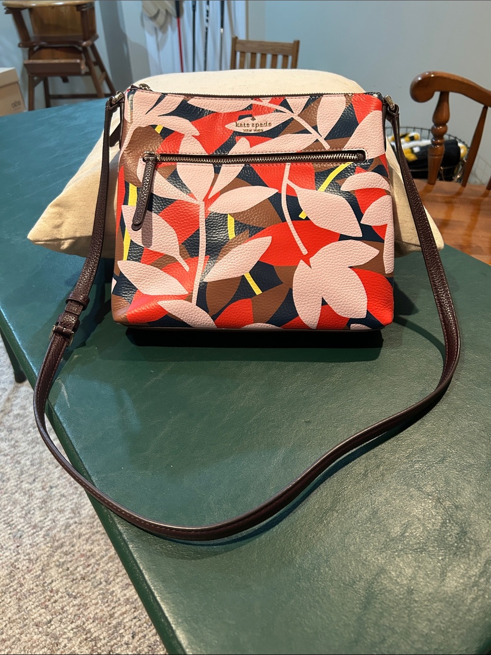 kate spade Floral Leaf Crossbody in Multi-Color Orange, Pink & Navy